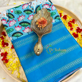 Light Blue Pichwai Kalamkari Semi Tussar Saree-VS3156